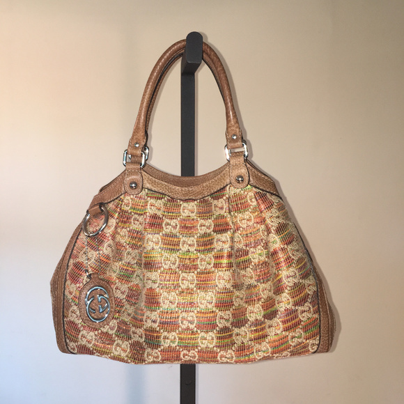 Gucci Handbags - Gucci Sukey Straw Monogram Multicolor